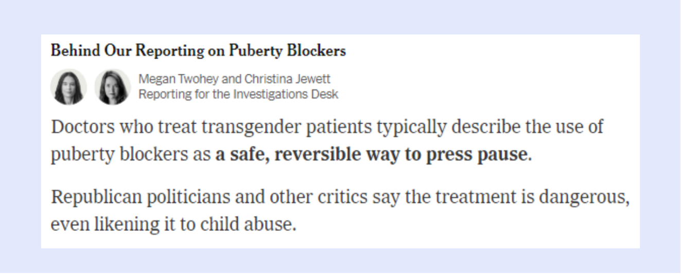 Behind our reporting on puberty blockers